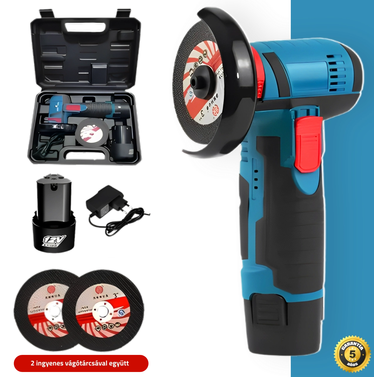 SpinCut™ – Vágj bármit fáradság nélkül ezzel a vezeték nélküli, profi sarokcsiszolóval – akár egy órás használattal (2 ingyenes vágótárcsával együtt).