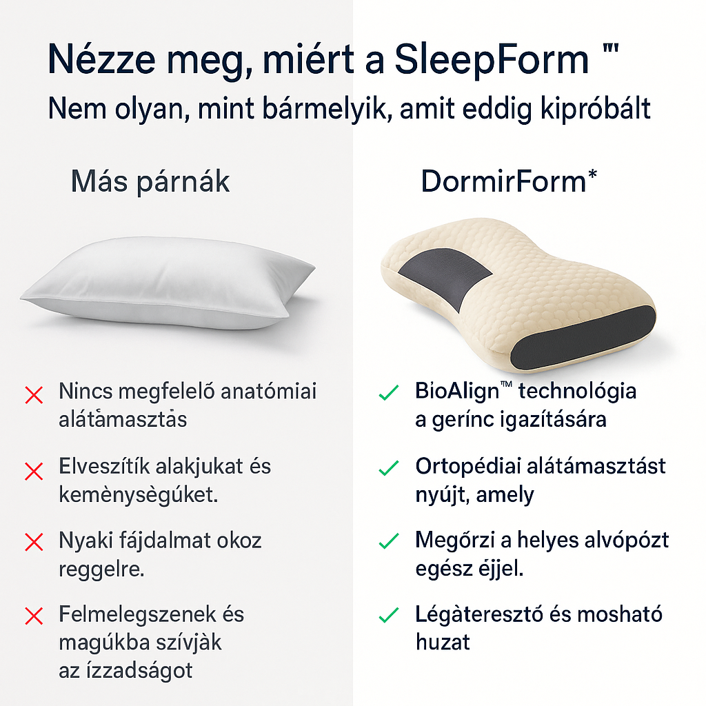 1 + 1 INGYENES | SLEEPFORM™ – Meg fogod szüntetni a nyakfájást, és újra úgy fogsz aludni, mint egy kisbaba. Hőszabályozó huzatokkal együtt.