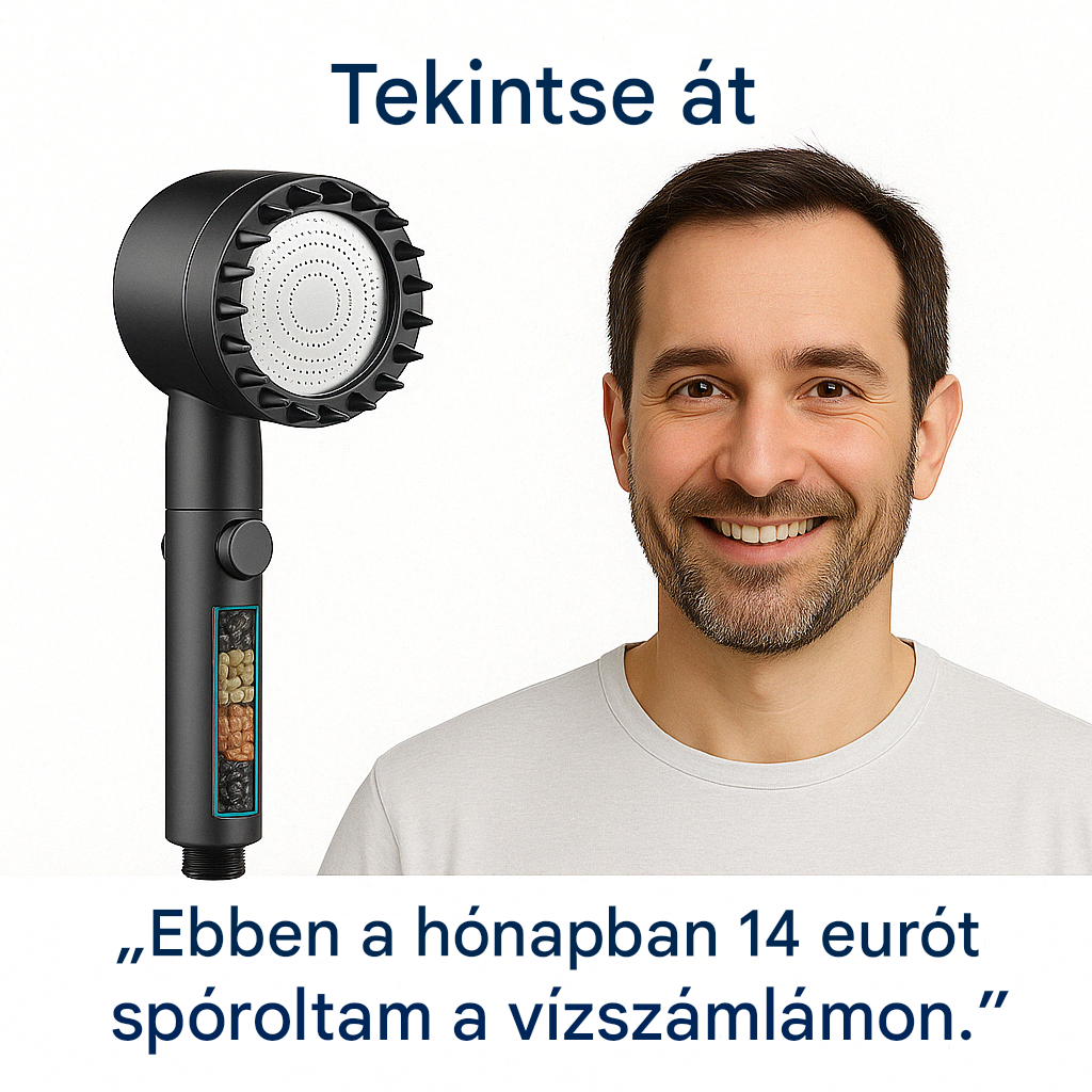 HYDROLUXE Eredeti™ - Eltávolítja a klórt és a vízkövet a zuhanyból. Növeli a víznyomást, így minden használattal vizet takarít meg. (*2 további szűrőt tartalmaz INGYENESEN ma, egy teljes évre) Könnyű és univerzális telepítés