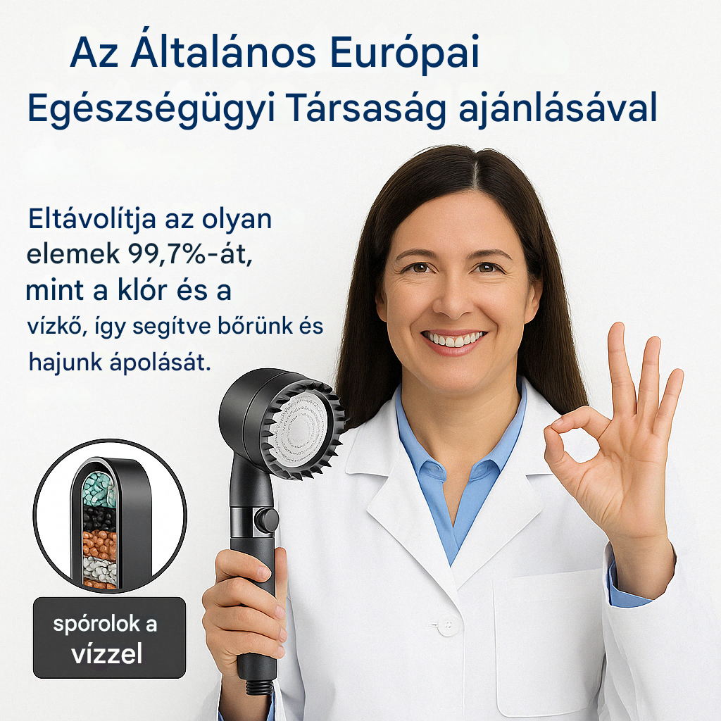 HYDROLUXE Eredeti™ - Eltávolítja a klórt és a vízkövet a zuhanyból. Növeli a víznyomást, így minden használattal vizet takarít meg. (*2 további szűrőt tartalmaz INGYENESEN ma, egy teljes évre) Könnyű és univerzális telepítés