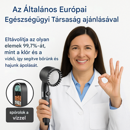 Hydroluxe Premium™ Zuhanyfej – Eltávolítja a klórt és a vízkövet a zuhanyodból. Növeli a víznyomást, miközben vizet takarít meg minden használatkor. 2 extra szűrőt tartalmaz.