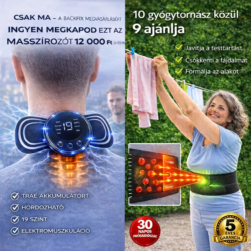 BackFix™ - az egyetlen turmalinos deréköv, amely meleget ad, és lehetővé teszi, hogy órákon át állva is derékfájás nélkül lehess (ma ingyenes ems masszírozó, 12000 ft értékben).