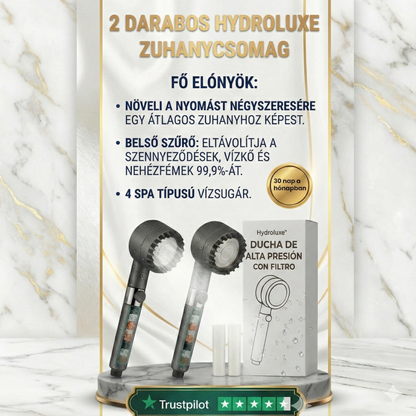 1 + 1 Ingyen | HYDROLUXE™ - Eltávolítja a klórt és a vízkövet a zuhanyból. Növeli a víznyomást, így minden használattal vizet takarít meg. (*2 db extra szűrőt tartalmaz)