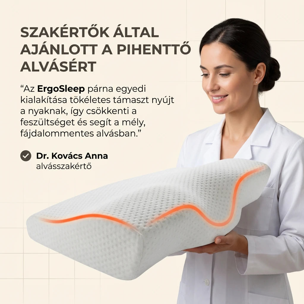 Ergosleep™ - Az egyetlen U alakú párna, amely 100%-ban megszünteti a nyakfájást, vagy visszafizetjük a pénzét (INGYENES hipoallergén atkavédő huzattal).