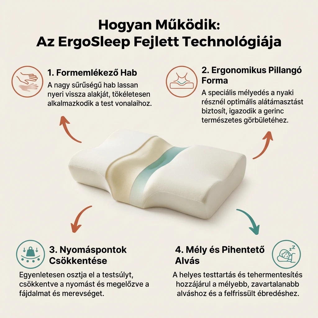 Ergosleep™ - Az egyetlen U alakú párna, amely 100%-ban megszünteti a nyakfájást, vagy visszafizetjük a pénzét (INGYENES hipoallergén atkavédő huzattal).