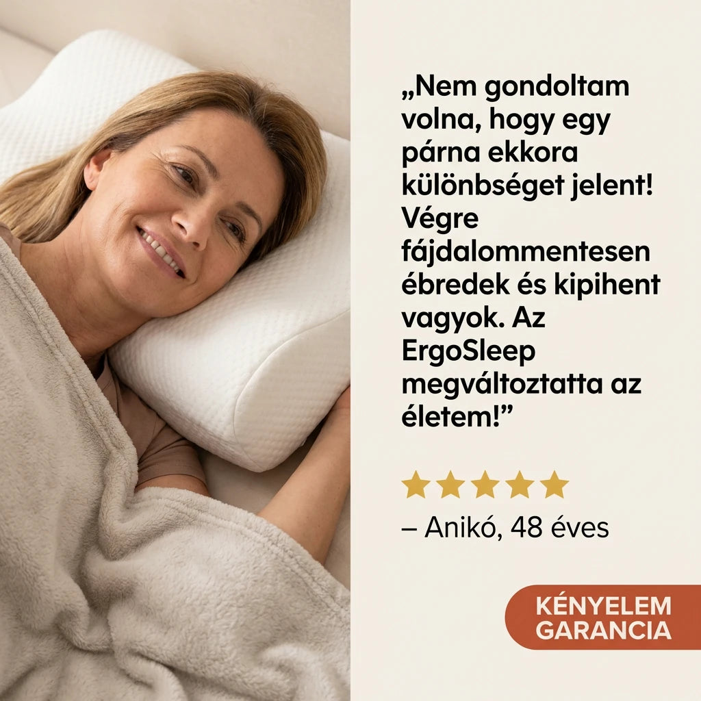 Ergosleep™ - Az egyetlen U alakú párna, amely 100%-ban megszünteti a nyakfájást, vagy visszafizetjük a pénzét (INGYENES hipoallergén atkavédő huzattal).