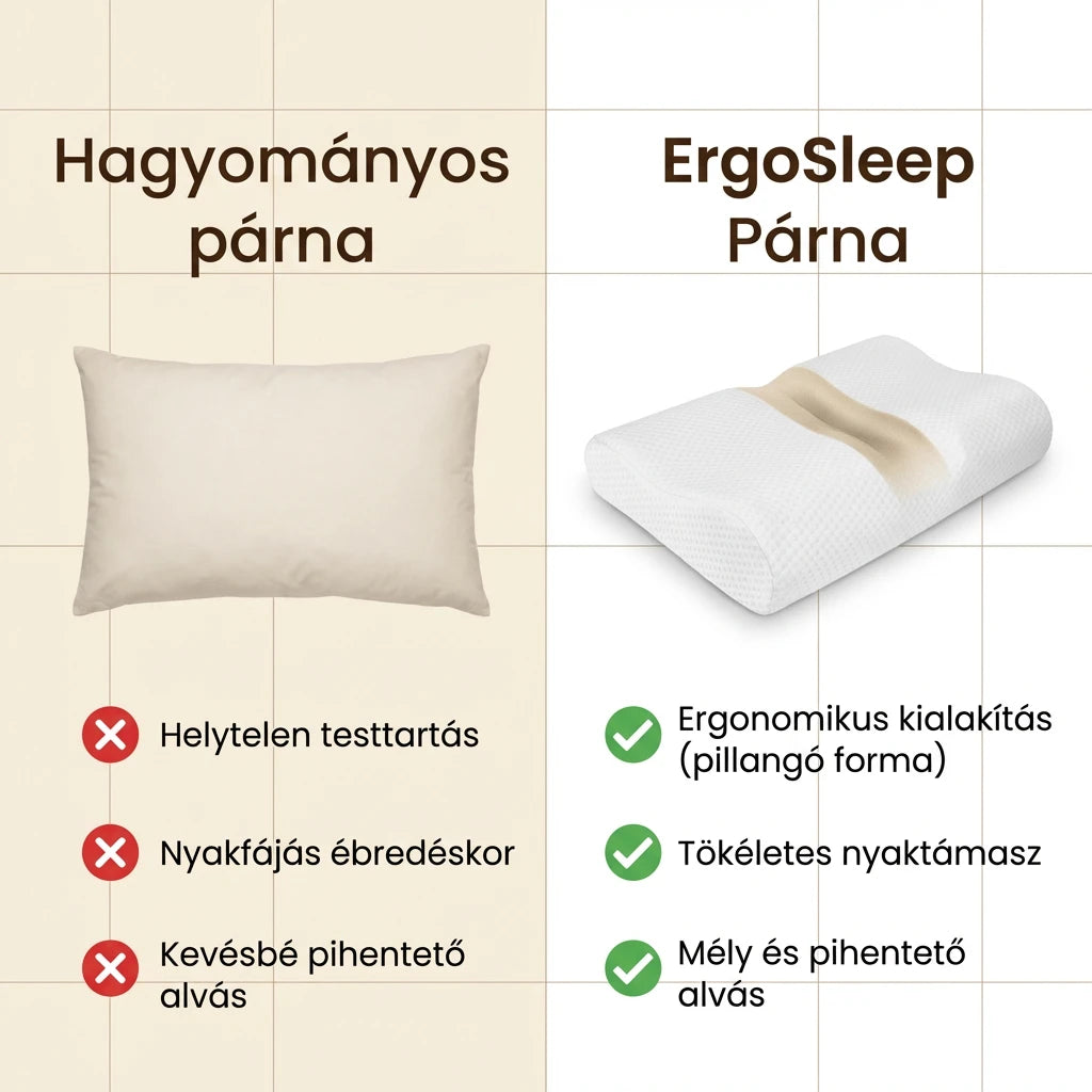 Ergosleep™ - Az egyetlen U alakú párna, amely 100%-ban megszünteti a nyakfájást, vagy visszafizetjük a pénzét (INGYENES hipoallergén atkavédő huzattal).