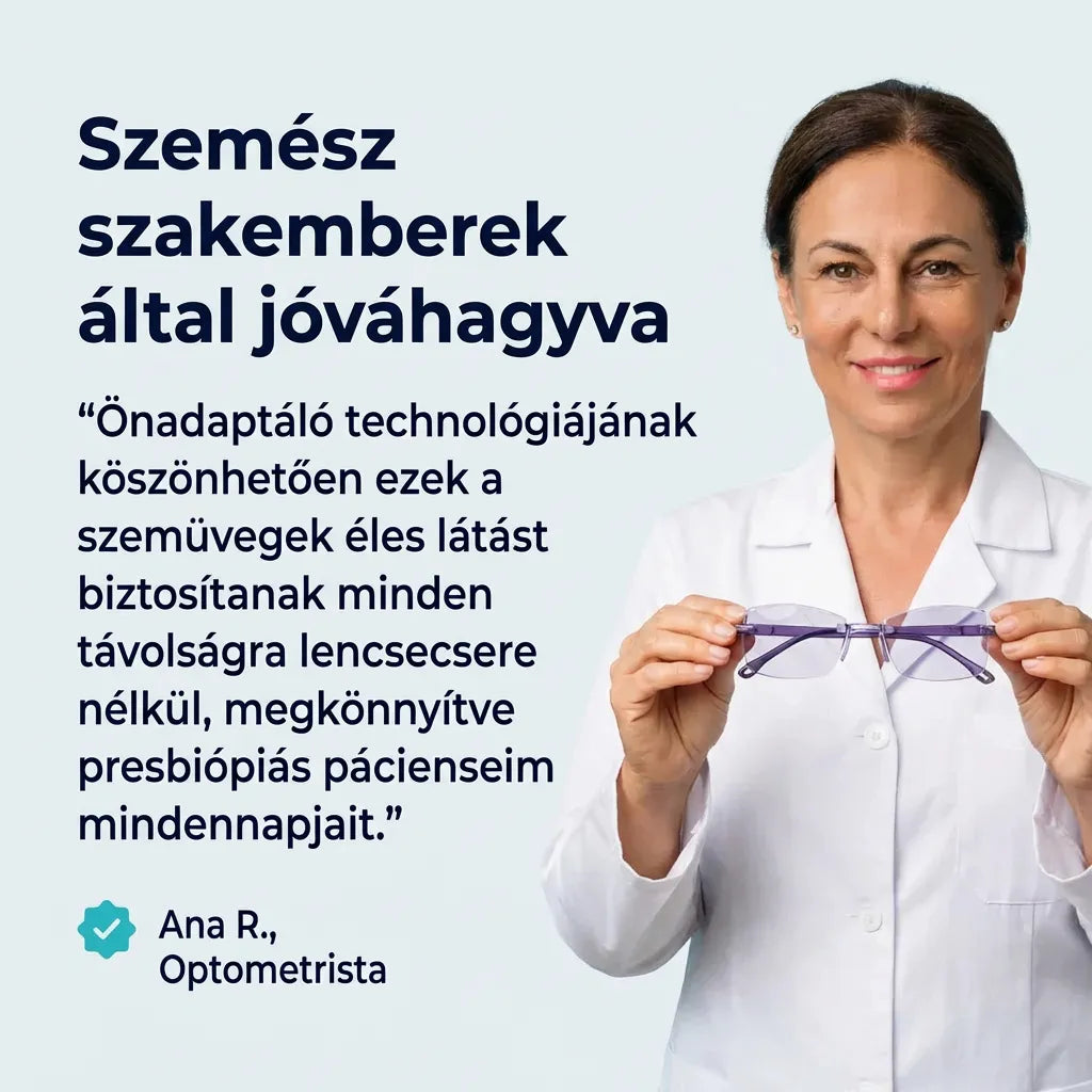 (Új és továbbfejlesztett 2026-os verzió, ellenállóbb) Intelligens Progresszív Blu Szemüveg™ – Közeli, köztes és távoli látás egyetlen szemüvegben (Nem igényel dioptriát, bőrtokot tartalmaz, és 30 NAPOS GARANTÁLT PRÓBA)