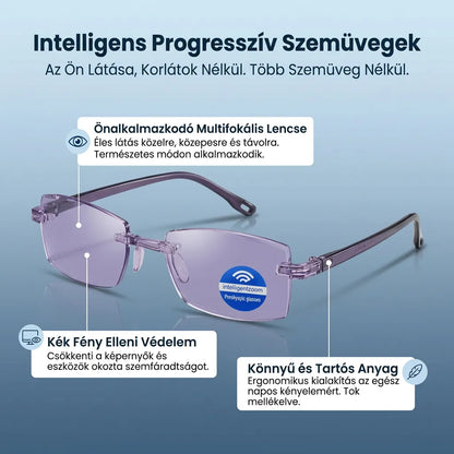 (Új és továbbfejlesztett 2026-os verzió, ellenállóbb) Intelligens Progresszív Blu Szemüveg™ – Közeli, köztes és távoli látás egyetlen szemüvegben (Nem igényel dioptriát, bőrtokot tartalmaz, és 30 NAPOS GARANTÁLT PRÓBA)