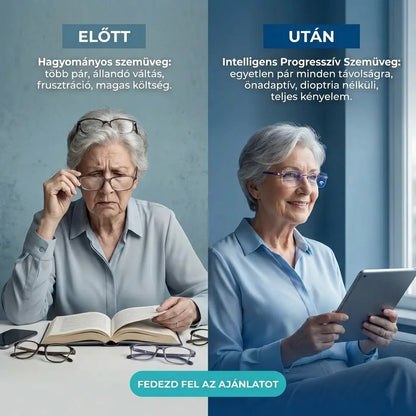 (Új és továbbfejlesztett 2026-os verzió, ellenállóbb) Intelligens Progresszív Blu Szemüveg™ – Közeli, köztes és távoli látás egyetlen szemüvegben (Nem igényel dioptriát, bőrtokot tartalmaz, és 30 NAPOS GARANTÁLT PRÓBA)